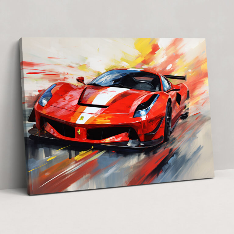 Ferrari Kanvas Tablo - Soyut Yarış Sanatı - Ferrari Kanvas Duvar Sanatı Soyut Yarış Sanatı