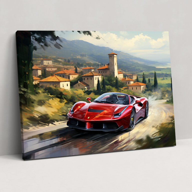 Ferrari Manzaralı Kanvas Tablo - Hareketli Görünüm - Ferrari Kanvas Duvar Sanatı Kanvas Tablo Duvar Dekorasyonu
