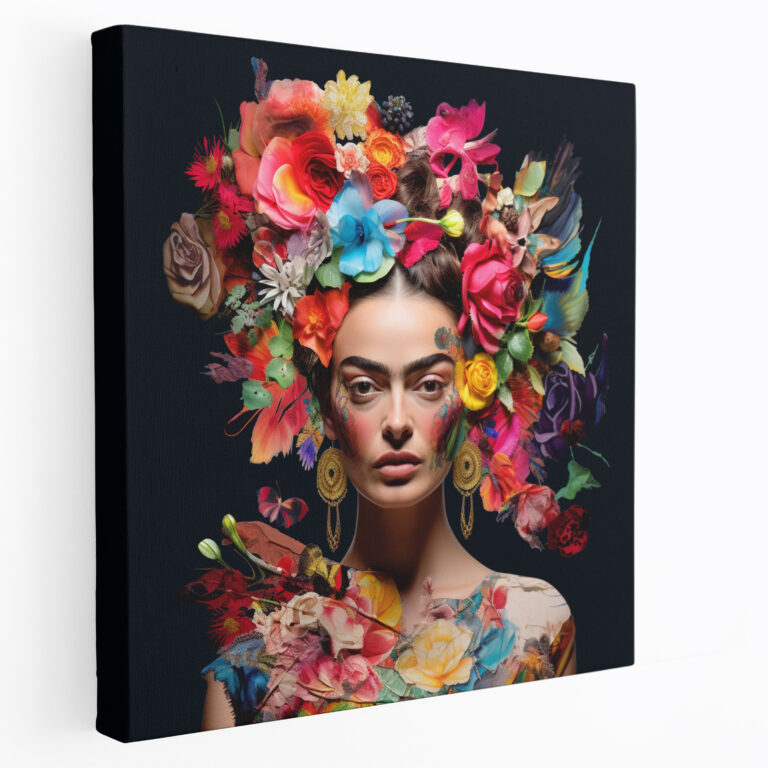 Frida Kahlo Temalı Duvar Dekorasyonu Kanvas Tablo - Frida Kahlo Kanvas Tablo Kolaj Sanat Eseri