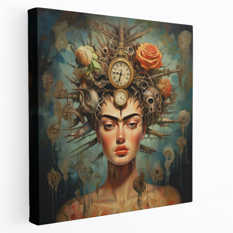 Frida Kahlo Surrealist Kanvas Tablo - Frida Kahlo Diken Tacı Duvar Sanatı