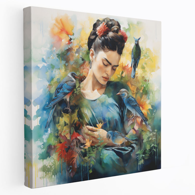Frida Kahlo Suluboya Kanvas Tablo - Frida Kahlo Kanvas Duvar Sanatı