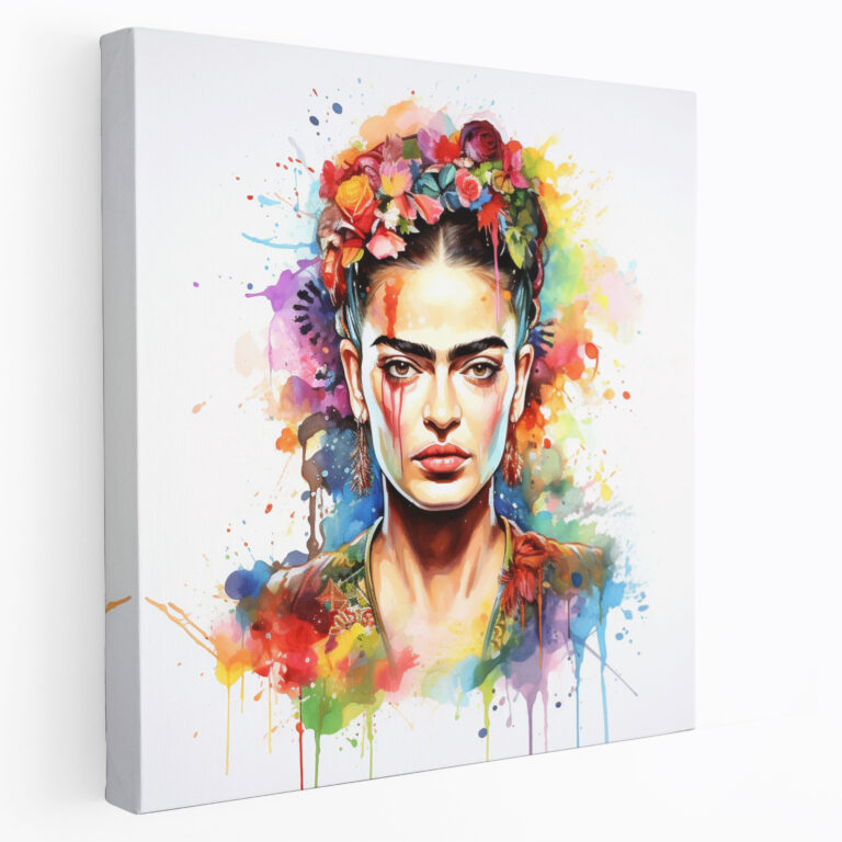 Frida Kahlo Portresi - Suluboya Tablo - Kanvas Duvar Sanatı - Sembolik Unsurlar