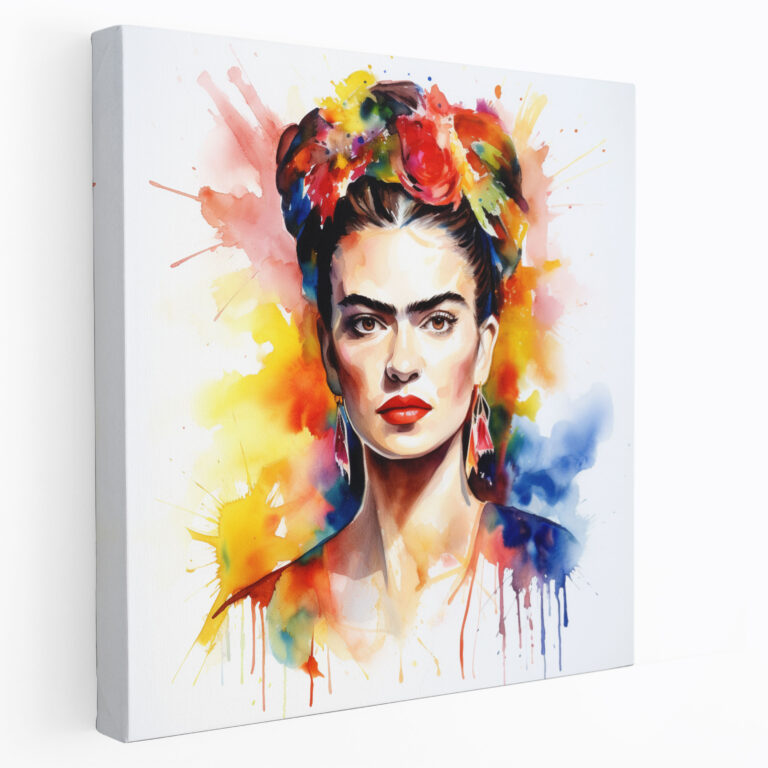 Frida Kahlo Suluboya Kanvas Tablo - Frida Kahlo Ateşli Ruh Canlı