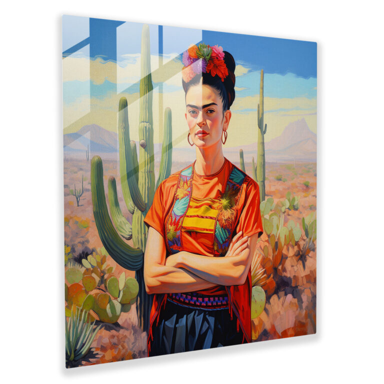 Frida Kahlo Cam Tablo - Çölün İlhamı - Frida Kahlo Modern Sanat Dayanıklılık Cam Sanatı