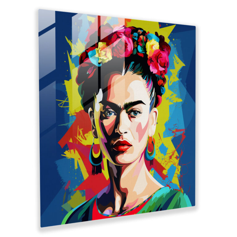 Frida Kahlo Cam Tablo - Ev Dekorasyonu Cam Duvar Sanatı