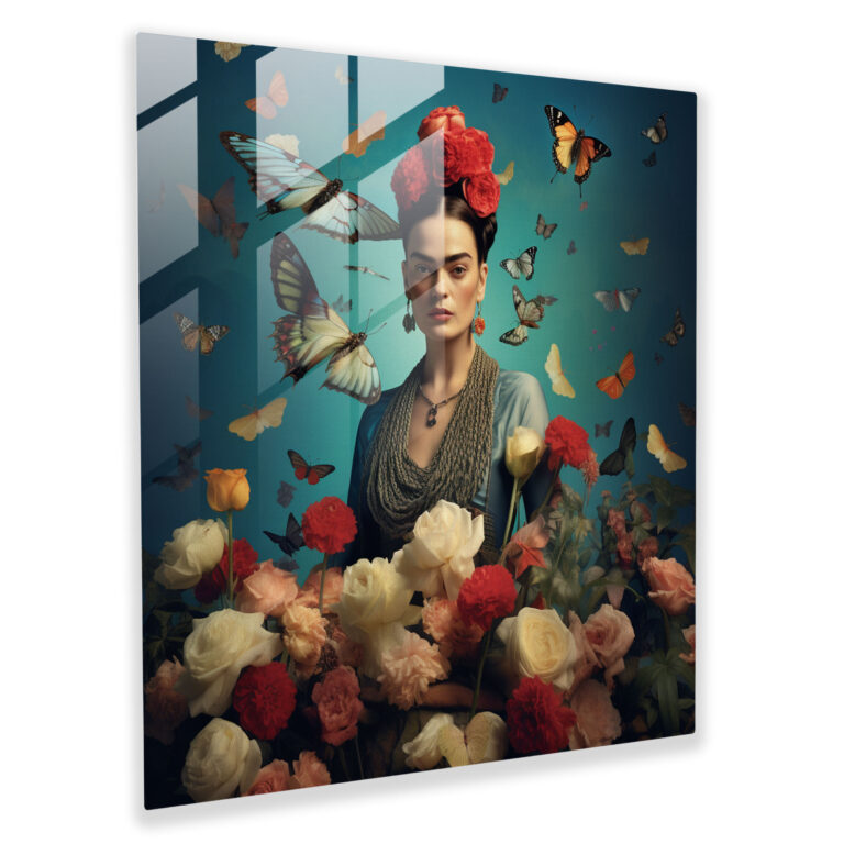 Efkarlı Frida Kahlo Cam Tablo - Frida Kahlo Ev Dekorasyonu Cam Duvar Sanatı