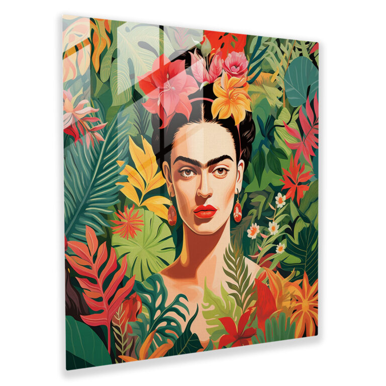Tropikal Frida Kahlo Cam Tablo - Frida Kahlo Cam Sanatı Duvar Dekorasyonu