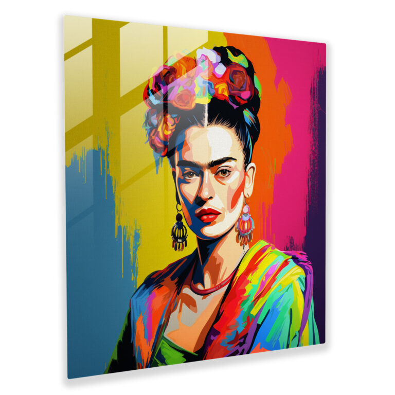 Pop Art Frida Kahlo Cam Tablo - Frida Kahlo Pop Art Modern Sanat Portre
