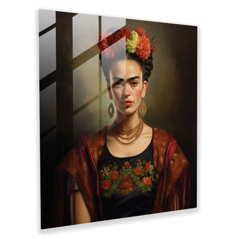 Gerçekçi Frida Kahlo Cam Tablo - Frida Kahlo Cam Sanatı Ev Dekorasyonu
