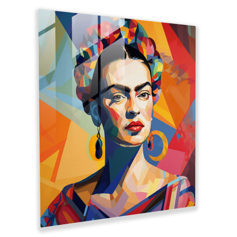 Geometrik Frida Kahlo Cam Tablo - Frida Kahlo Cam Sanatı Geometrik Soyutlama