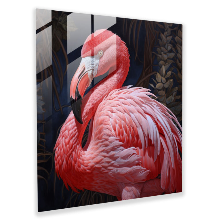 Gerçekçi Flamingo Cam Tablo - Flamingo Cam Sanatı Modern Sanat Doğa