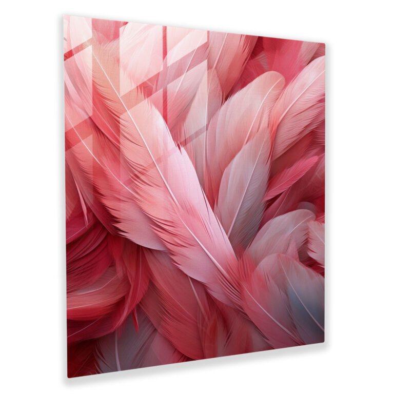 Tüyler Flamingo Cam Tablo - Flamingo Soyut Desen Duvar Dekorasyonu Cam Duvar Sanatı
