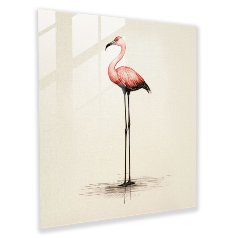 Minimalist Flamingo Cam Tablosu - Flamingo Minimalist Cam Duvar Sanatı