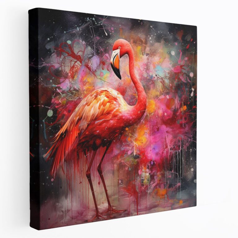 Flamingo Kanvas Tablo - Soyut Karışık Medya Duvar Sanatı - Flamingo Gösterişli Kanvas Duvar Sanatı Fotoğrafçılık