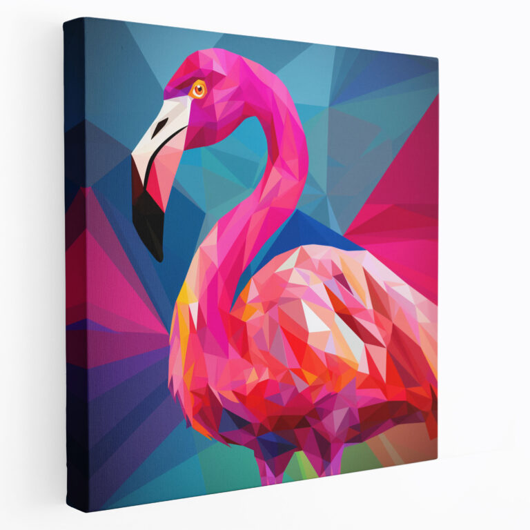Flamingo Duvar Sanatı - Flamingo Cesur Çizgiler Geometrik Tasarım Kanvas Duvar Sanatı