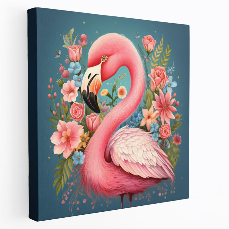Eğlenceli Flamingo Duvar Dekorasyonu - Flamingo Eğlenceli İllüstrasyon Ev Dekorasyonu Kanvas Duvar Sanatı