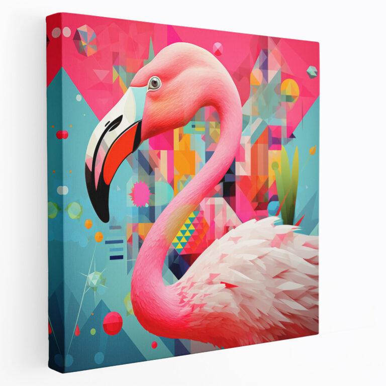 Flamingo Duvar Dekorasyonu - Kanvas Tablo Pop Sanat İllüstrasyonu Enerji