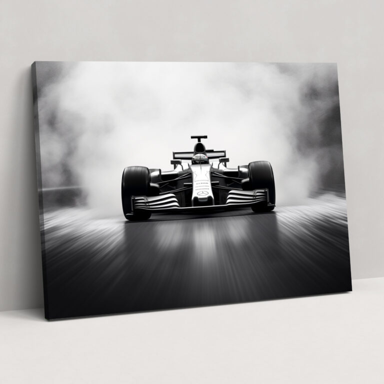 Formula 1 Duvar Sanatı - Minimalist Siyah ve Beyaz Kanvas Tablo - Formula 1 Kanvas Siyah ve Beyaz Duvar Sanatı
