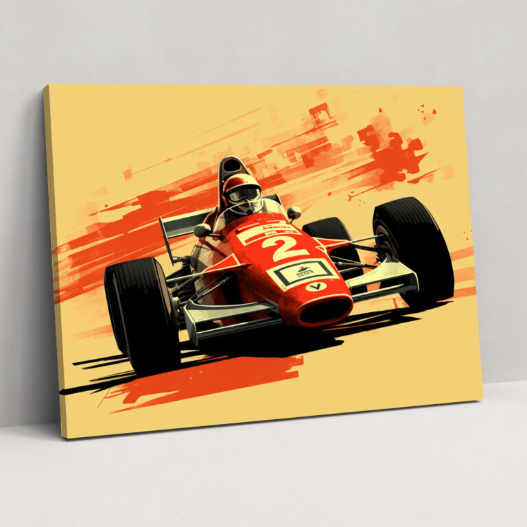 Formula 1 Temalı Duvar Dekorasyonu - Illustrasyonlu İkonik Görüntülerle ve Cesur Tipografiyle