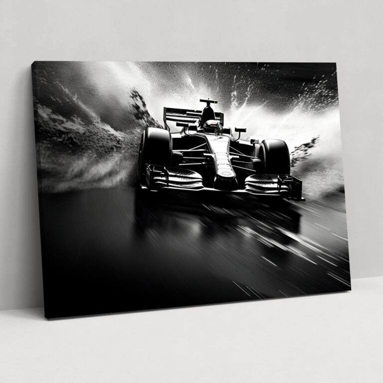 Formula 1 Siyah Beyaz Fotoğraf Kanvas Tablo - Yoğunluk Ev Dekorasyonu
