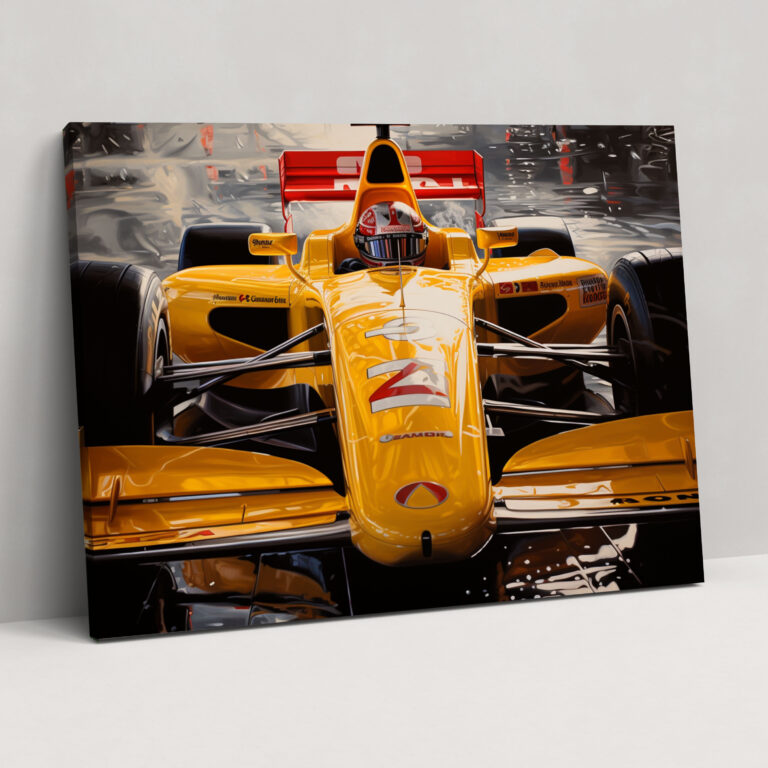 Formula 1 Duvar Dekorasyonu - Gerçekçi Yağlı Boya Kanvas Tablo Baskı - Formula 1 Kanvas Duvar Dekorasyonu Parıltı