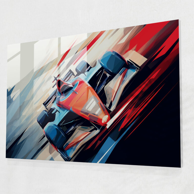 Formula 1 Geometrik Cam Tablo Sanatı - Şekiller Dinamik Gösterim İllüstrasyon