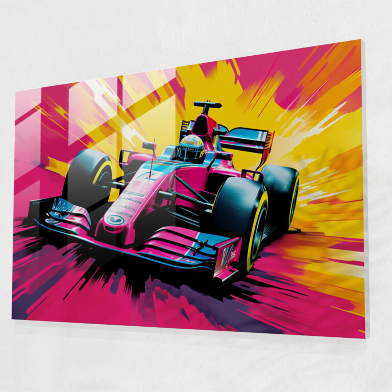 Formula 1 Cam Tablo Sanatı - Canlı Dinamik Çizgiler Pop Sanat