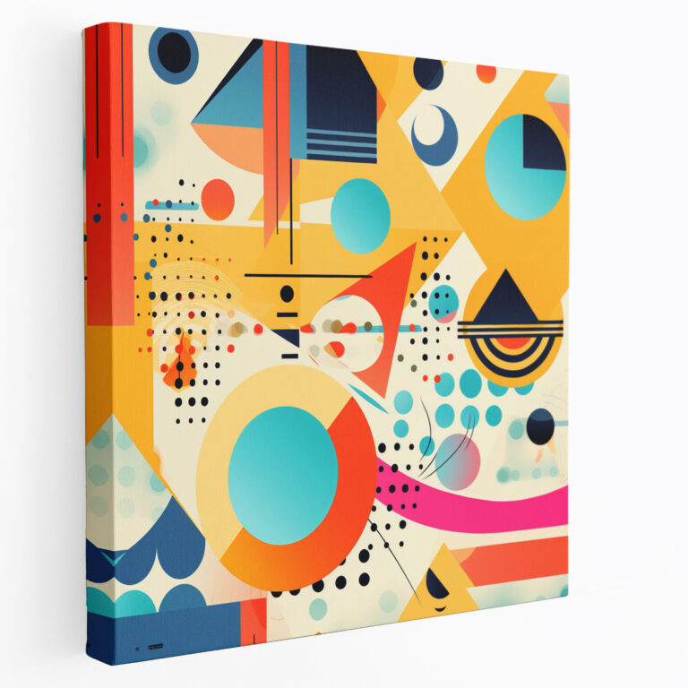 Retro Desenlerle Eğlenceli Kanvas Tablo - Eğlenceli Kanvas Duvar Sanatı Geometrik Şekiller Retro