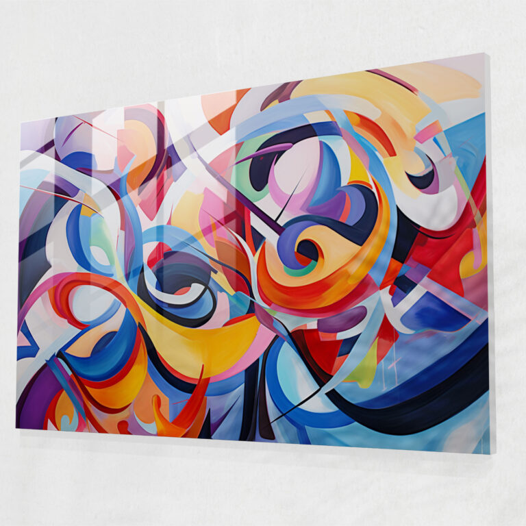 Riskli Cam Tablo Baskı - Riskli Cam Duvar Sanatı Cam Tablo Soyut Yağlı Boya