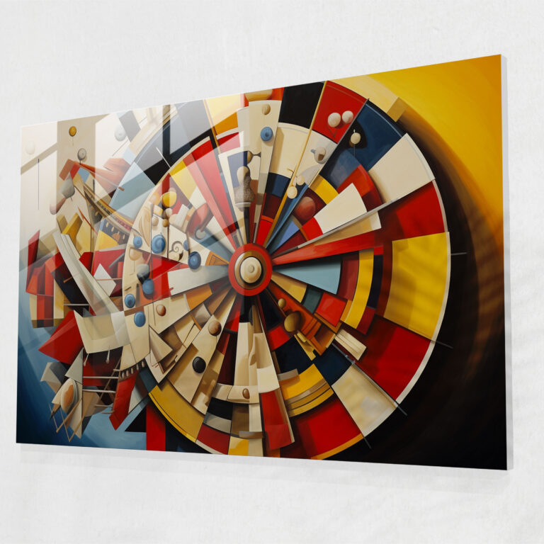 Gamble Kübist Cam Tablo - Modern Sanat Cam Sanat