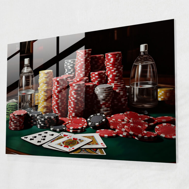 Gerçekçi Cam Tablo - Kumar Cam Duvar Sanatı Duvar Dekorasyonu Cam Sanatı