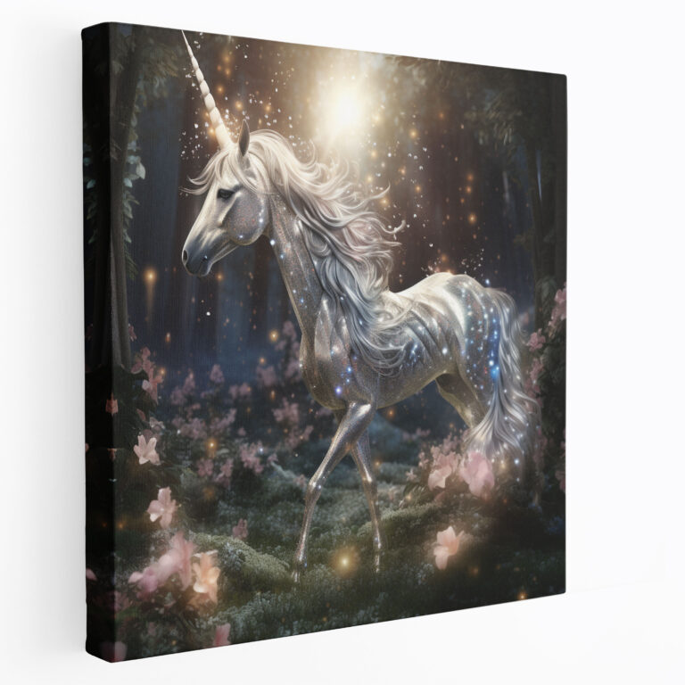 Parıltılı Unicorn Kanvas Tablo - Parıltı Büyülü Orman Kanvas Tablo
