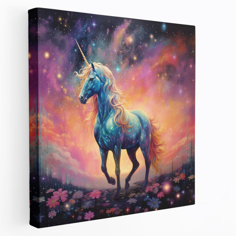 Parıltılı Kanvas Tablo - Büyüleyici Unicorn - Parıltı Büyü Kanvas Tablo Hayalperestlik