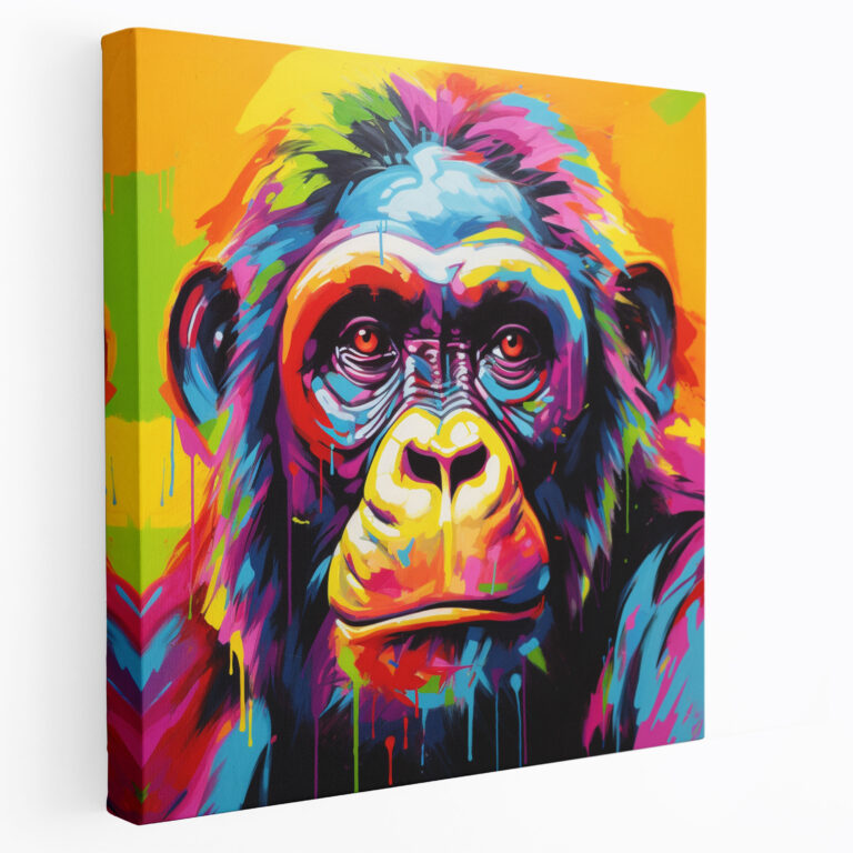 Gorilla Duvar Dekorasyonu - Pop Sanat Tablosu - Kanvas Ev Dekorasyonu