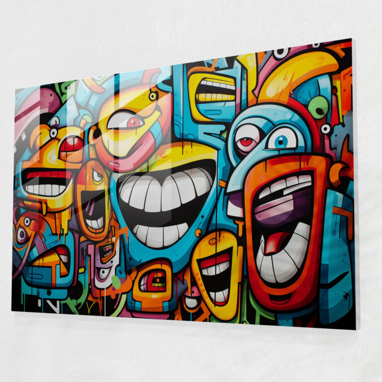 Graffiti Cam Tablo Sanatı - İfade Dolu Soyut Yüzler - Graffiti Cam Tablo Graffiti Sanatı
