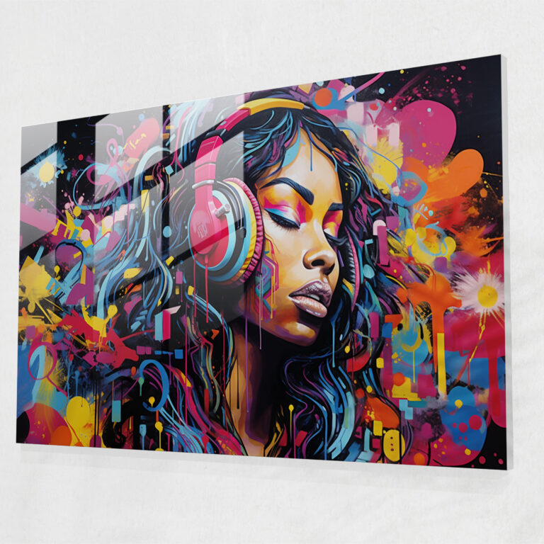 Müzik Ruhu Graffiti Cam Duvar Sanatı - Modern Sanat Ritim