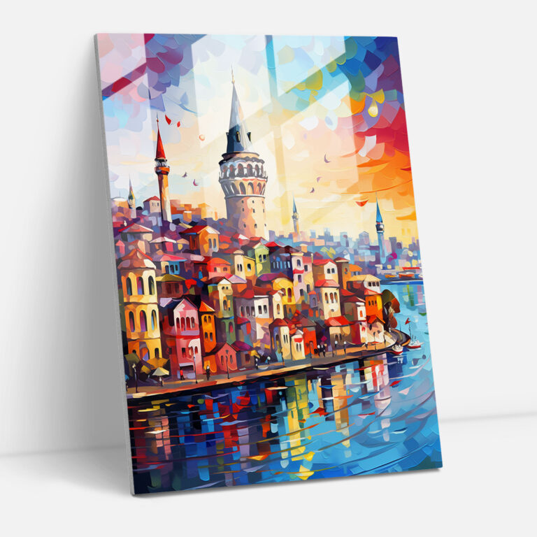 Galata Kulesi Cam Tablo - Galata Kulesi Cam Sanatı Duvar Dekorasyonu