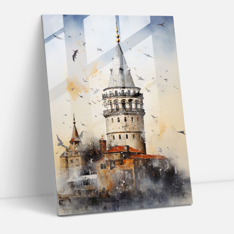 Galata Kulesi Cam Tablo Sanatı - Ev Dekorasyonu Modern Galata Kulesi