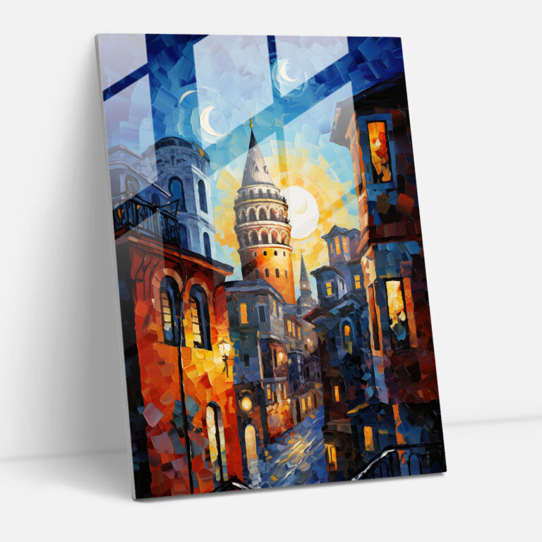 Galata Kulesi Cam Tablo - İstanbul Galata Kulesi Cam Sanatı Modern Sanat