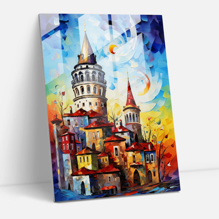 Soyut Galata Kulesi Cam Tablo Sanatı - Galata Kulesi Cam Tablo Cam Sanatı