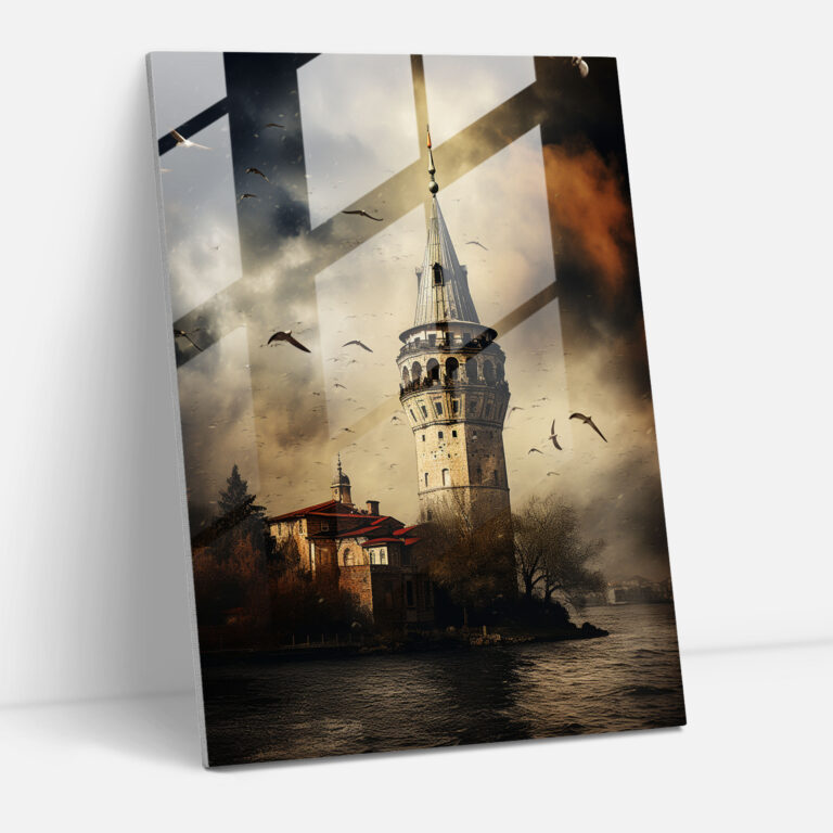 Majestic Galata Kulesi Cam Tablo Sanatı - Galata Kulesi Cam Tablo Cam Sanatı Modern Sanat