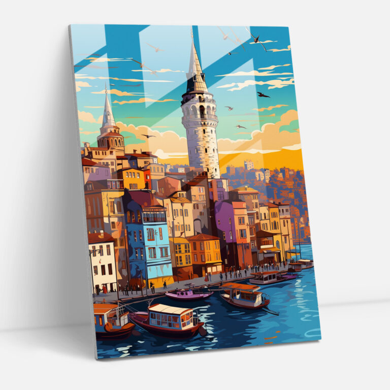 Galata Kulesi Cam Tablo Duvar Dekorasyonu - Ev Dekorasyonu Modern Sanat