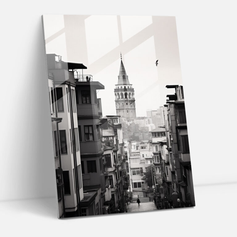 Galata Kulesi Cam Tablo Sanatı - Galata Kulesi Büyüklük Modern Sanat Ev Dekorasyonu