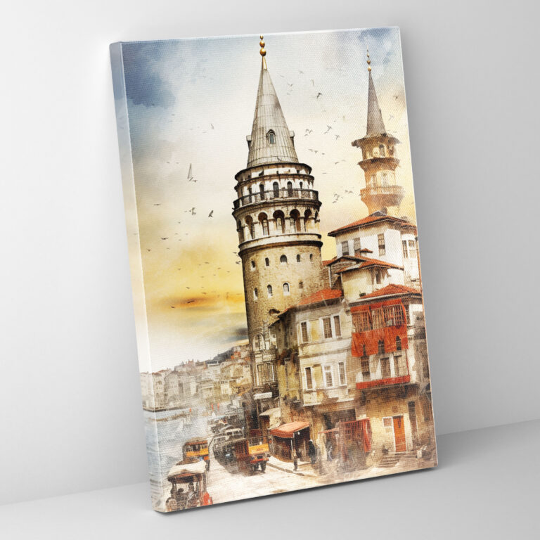 Galata Kulesi Duvar Dekorasyonu - Kule Kolaj Kanvas Duvar Sanatı