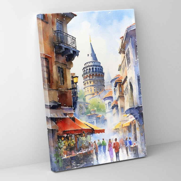 Galata Kulesi Duvar Sanatı - Galata Kulesi Duvar Dekorasyonu Kanvas Tablo Canlı Renkler