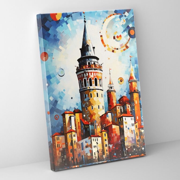 Galata Kulesi Duvar Sanatı - Modern Soyut Sanat Geometrik Şekiller Kanvas Duvar Sanatı
