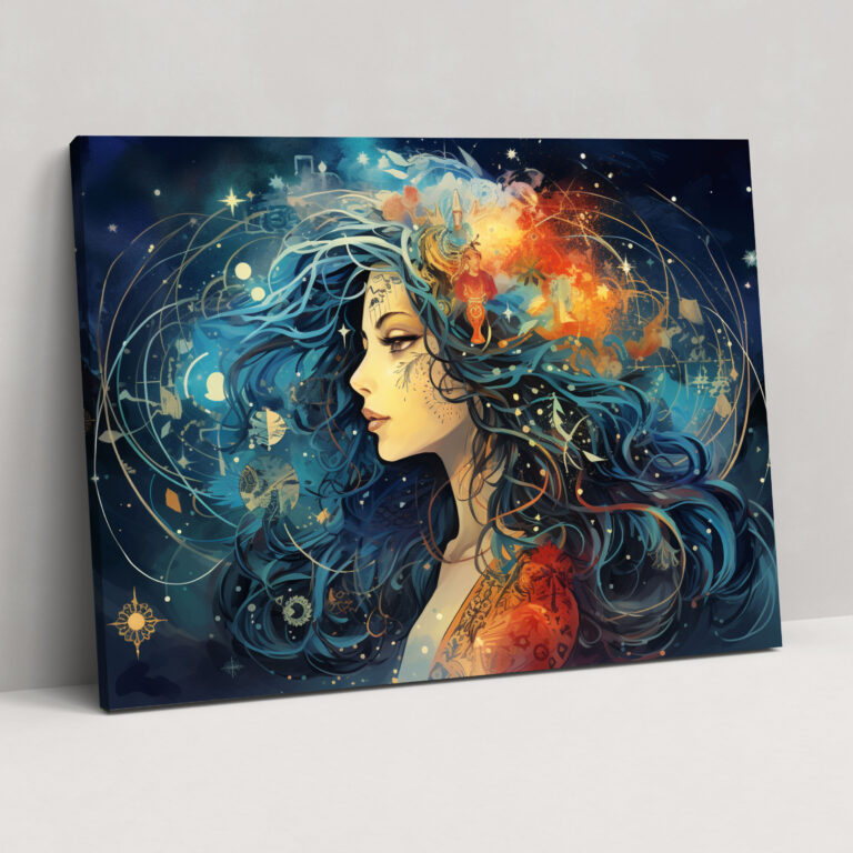 Astroloji Kanvas Tablo Sanatı - Astroloji Masalsı Sanat Eseri Kanvas Duvar Sanatı