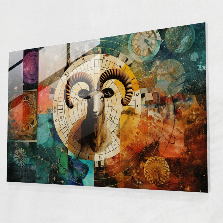 Doğal Unsurlar Burçlar Cam Tablo - Burçlar Modern Sanat Canlı Renkler Ev Dekorasyonu