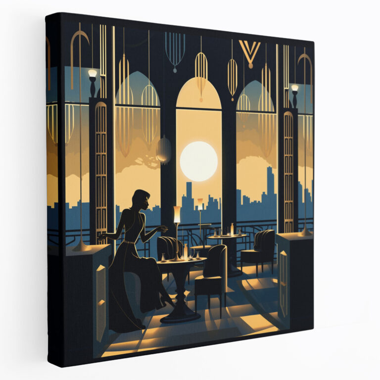 Glamour Heights Kanvas Tablo - Otel Art Deco Tarzı Geometrik Desenler Kanvas Duvar Sanatı