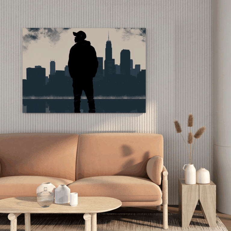 Minimalist Rapçi Silüeti Kanvas Tablo Baskı